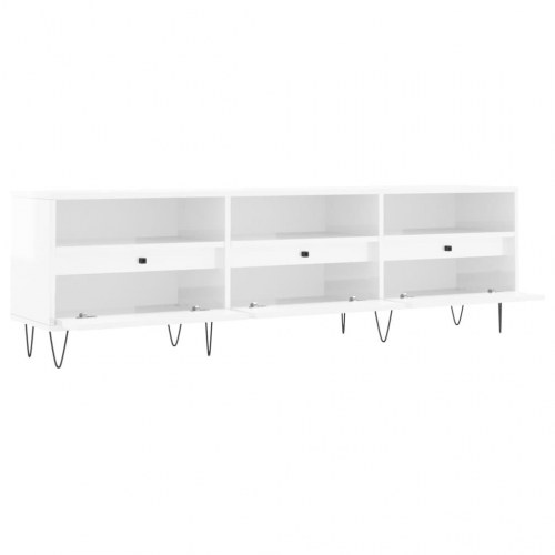 Tv-bord 150x30x44,5 cm konstrueret træ hvid højglans