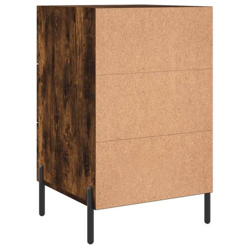 Sengebord 40x40x66 cm konstrueret træ røget egetræsfarve