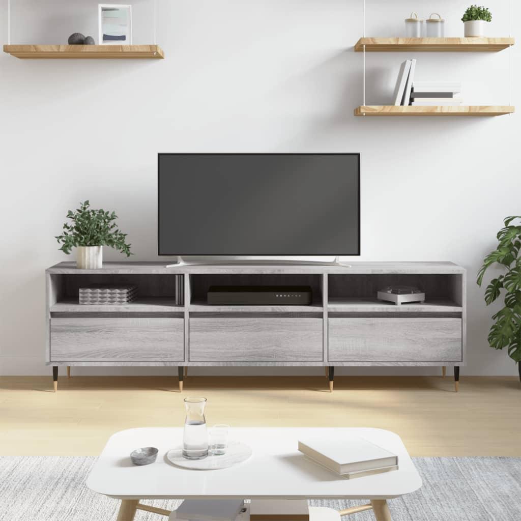 Tv-bord 150x30x44,5 cm konstrueret træ grå sonoma-eg