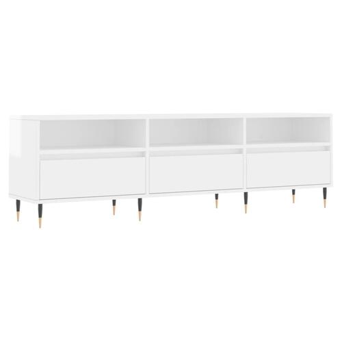 Tv-bord 150x30x44,5 cm konstrueret træ hvid højglans