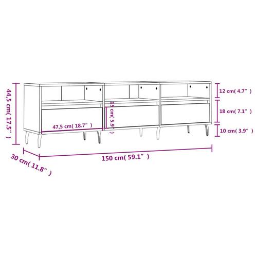 Tv-bord 150x30x44,5 cm konstrueret træ røget egetræsfarve