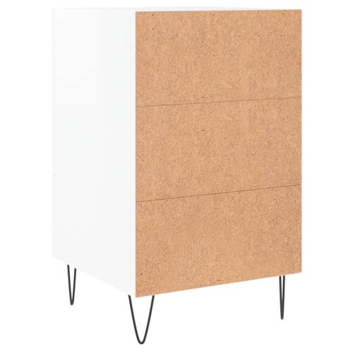 Sengebord 40x40x66 cm konstrueret træ hvid højglans