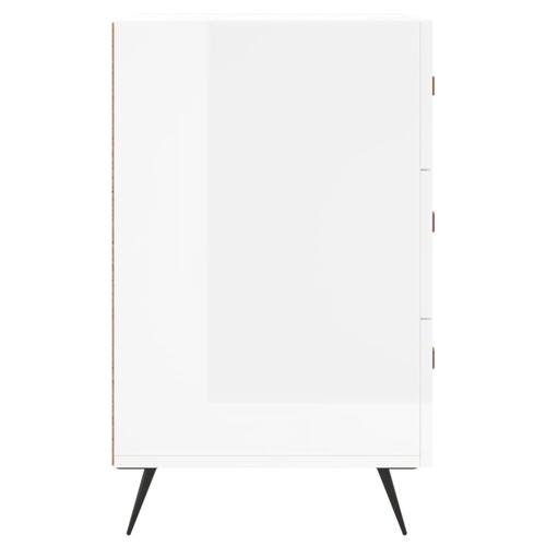 Sengebord 40x40x66 cm konstrueret træ hvid højglans