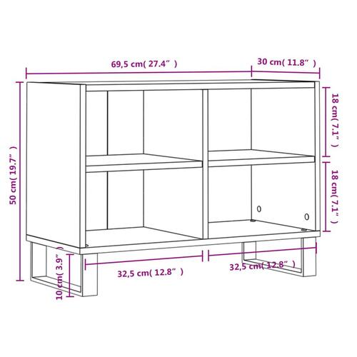Tv-bord 69,5x30x50 cm konstrueret træ grå sonoma-eg