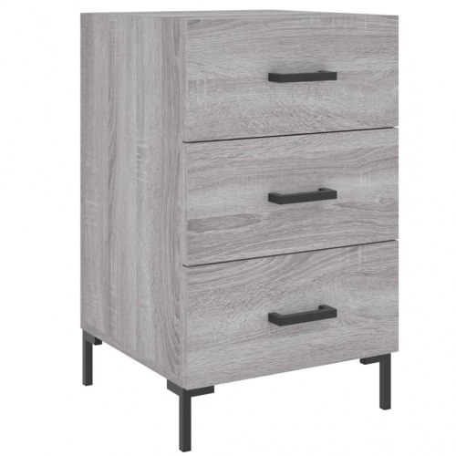 Sengebord med 3 skuffer - 40×40×66 cm, konstrueret træ i grå sonoma-eg