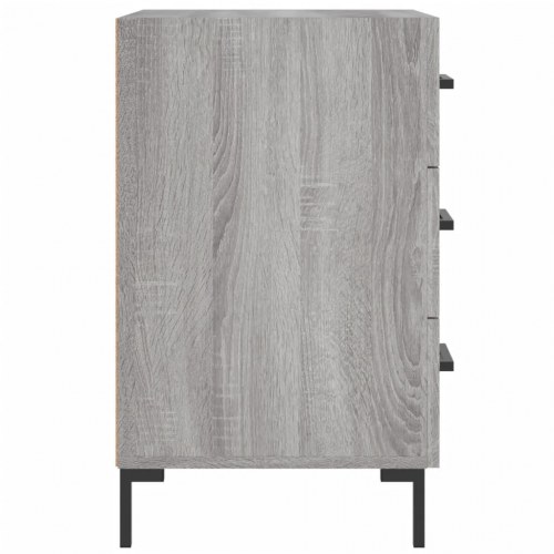 Sengebord med 3 skuffer - 40×40×66 cm, konstrueret træ i grå sonoma-eg