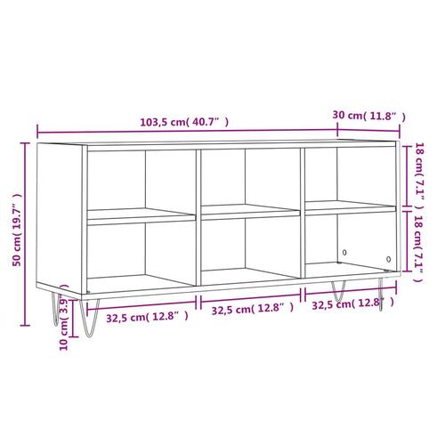 Tv-bord 103,5x30x50 cm konstrueret træ sort