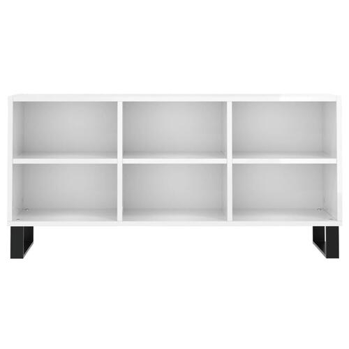 Tv-bord 103,5x30x50 cm konstrueret træ hvid højglans