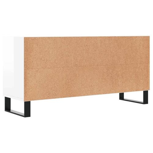 Tv-bord 103,5x30x50 cm konstrueret træ hvid højglans