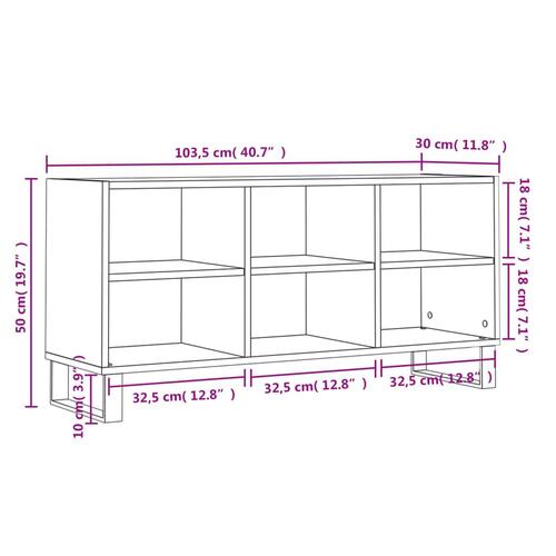 Tv-bord 103,5x30x50 cm konstrueret træ hvid højglans