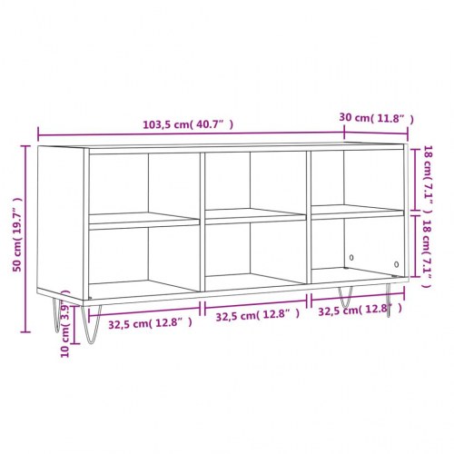 Tv-bord 103,5x30x50 cm konstrueret træ grå sonoma-eg
