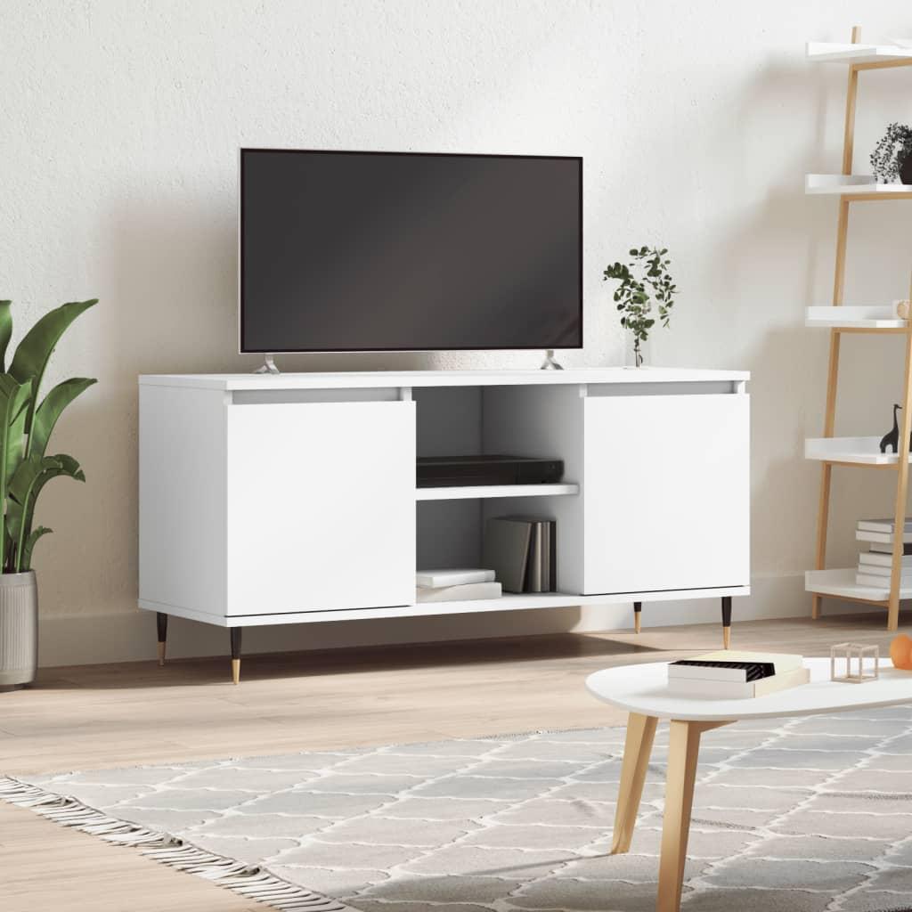 Tv-bord 104x35x50 cm konstrueret træ hvid
