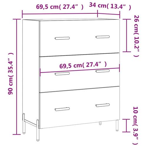 Skænk 69,5x34x90 cm konstrueret træ betongrå