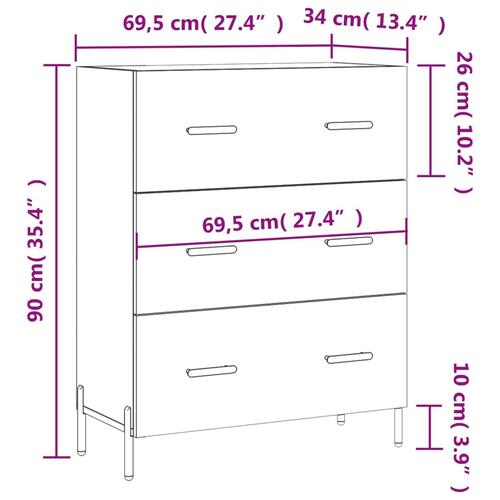 Skænk 69,5x34x90 cm konstrueret træ sonoma-eg