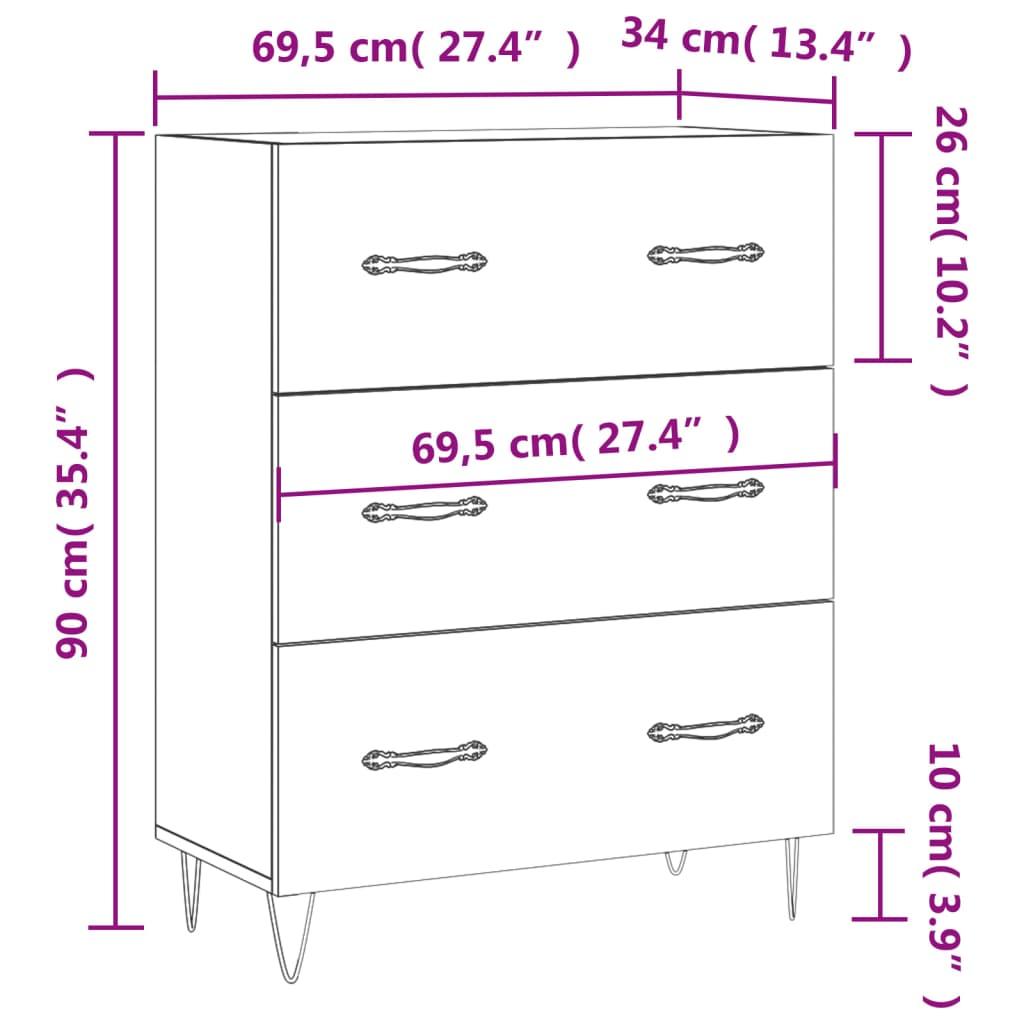 Skænk 69,5x34x90 cm konstrueret træ sort