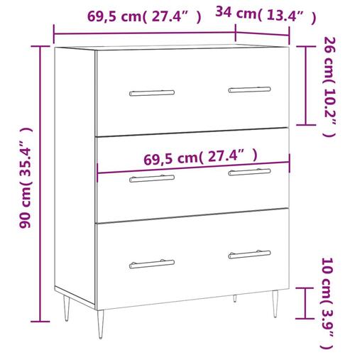 Skænk 69,5x34x90 cm konstrueret træ sonoma-eg