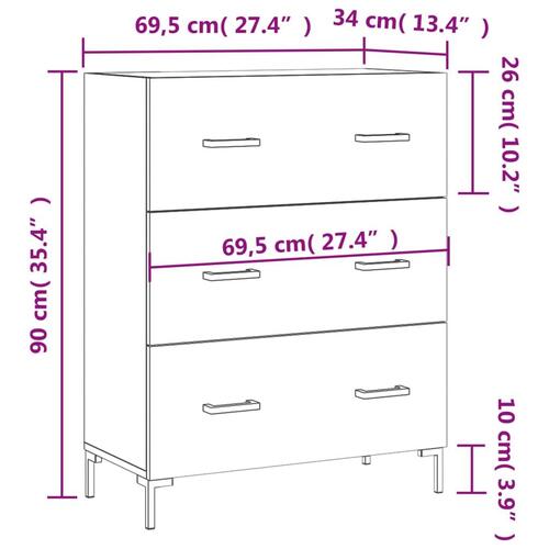 Skænk 69,5x34x90 cm konstrueret træ betongrå