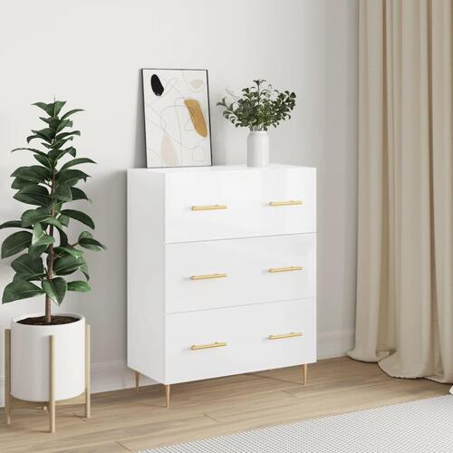 Skænk 69,5x34x90 cm konstrueret træ hvid højglans