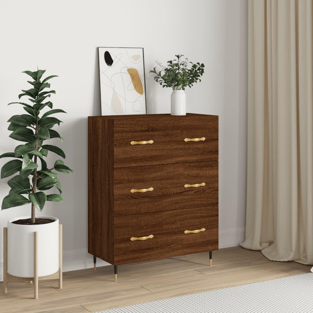 Skænk 69,5x34x90 cm konstrueret træ brun egetræsfarve