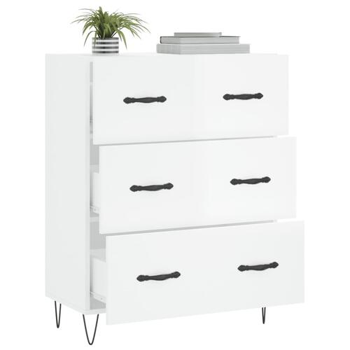 Skænk 69,5x34x90 cm konstrueret træ hvid højglans