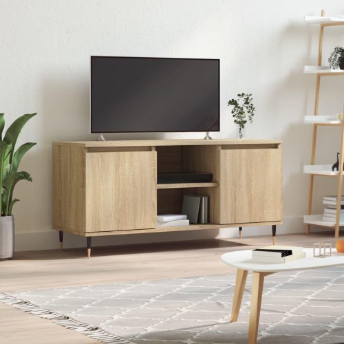 Tv-bord i sonoma-eg - 104 × 35 × 50 cm, konstrueret træ