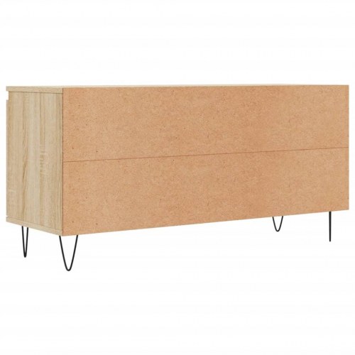 Tv-bord i sonoma-eg - 104 × 35 × 50 cm, konstrueret træ med jernben