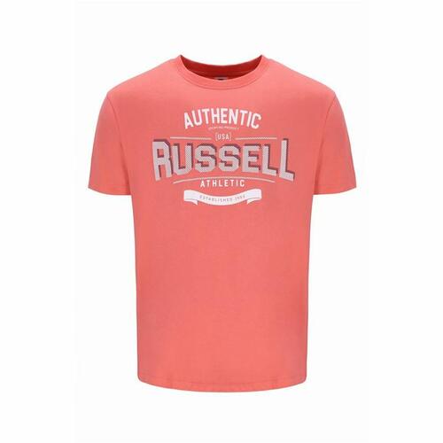 Kortærmet T-shirt til Mænd Russell Athletic Amt A30081 Orange Koral M