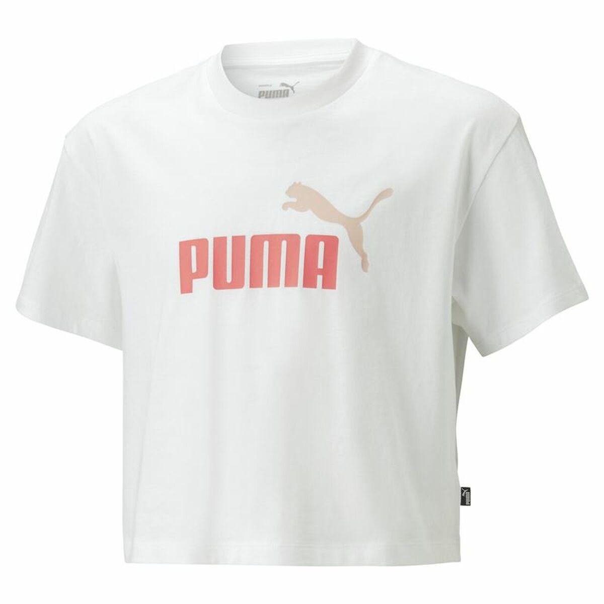 Børne Kortærmet T-shirt Puma Logo Cropped Hvid 7-8 år