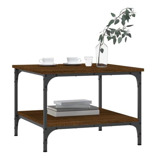 Sofabord 55x55x40 cm konstrueret træ brun egetræsfarve