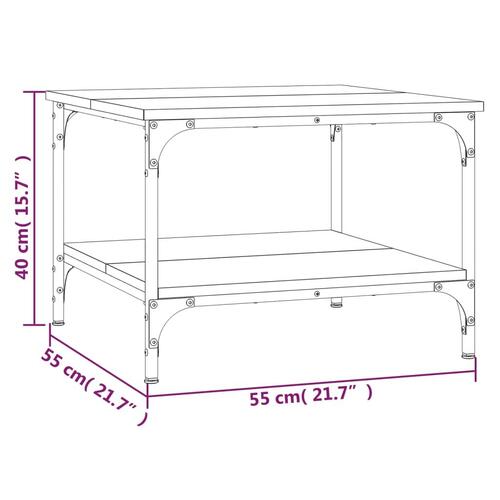 Sofabord 55x55x40 cm konstrueret træ brun egetræsfarve