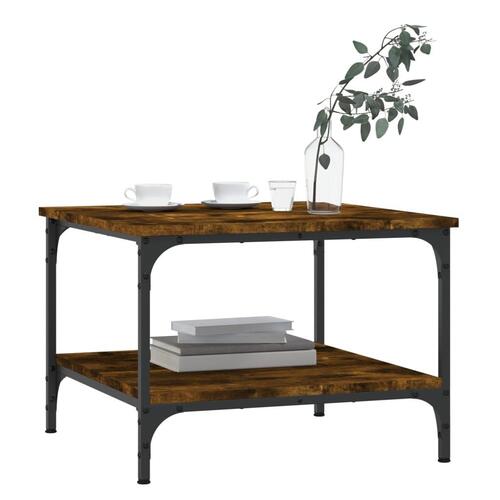 Sofabord 55x55x40 cm konstrueret træ røget egetræsfarve