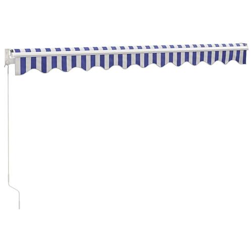 Foldemarkise manuel betjening 3x2,5 m stof aluminium blå hvid