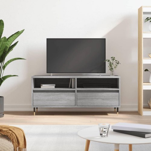 Tv-bord 100x34,5x44,5 cm konstrueret træ grå sonoma-eg