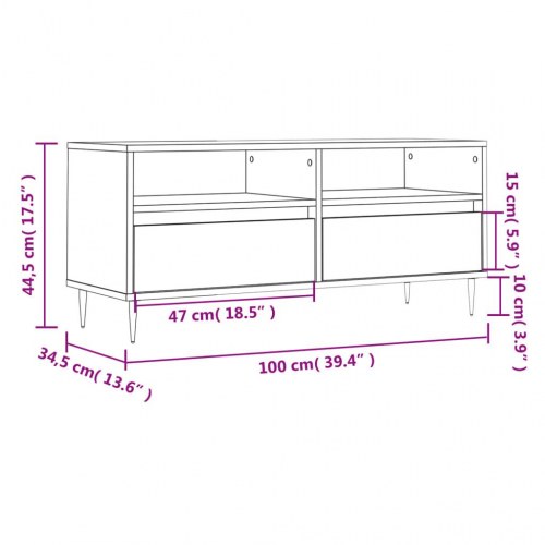 Tv-bord 100x34,5x44,5 cm konstrueret træ grå sonoma-eg