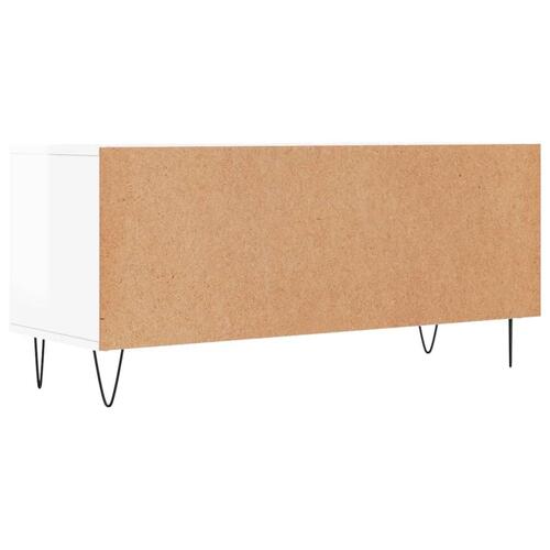 Tv-bord 100x34,5x44,5 cm konstrueret træ hvid højglans