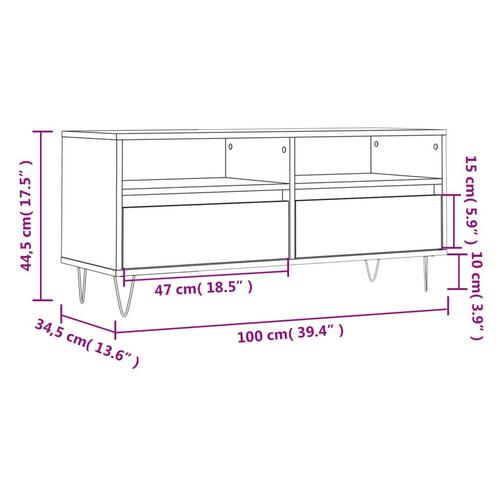 Tv-bord 100x34,5x44,5 cm konstrueret træ hvid højglans