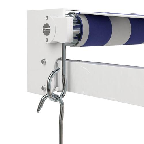 Foldemarkise manuel betjening 5x3 m stof aluminium blå hvid