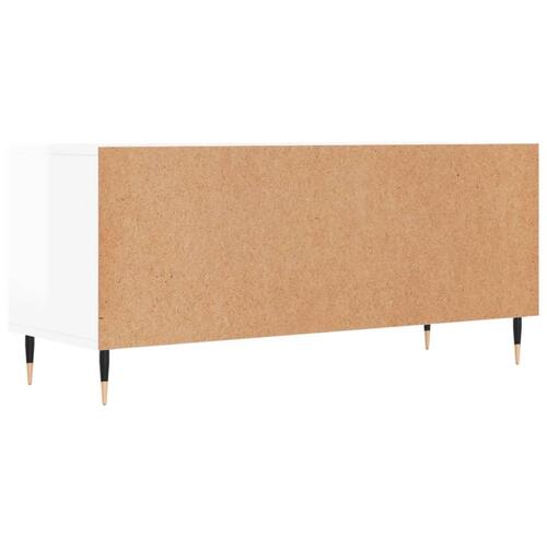Tv-bord 100x34,5x44,5 cm konstrueret træ hvid højglans
