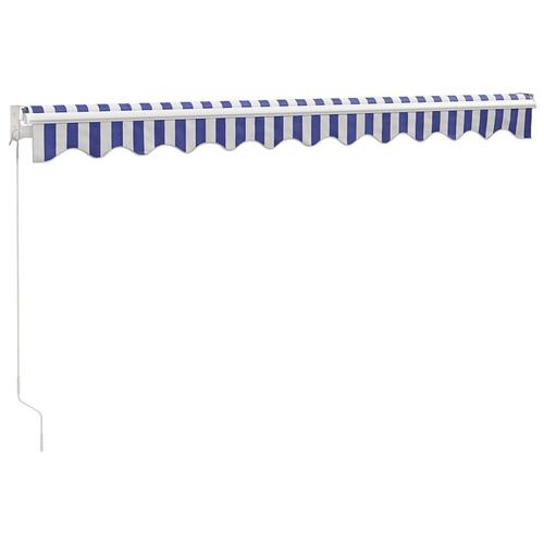 Foldemarkise manuel betjening 3,5x2,5 m stof aluminium blå hvid