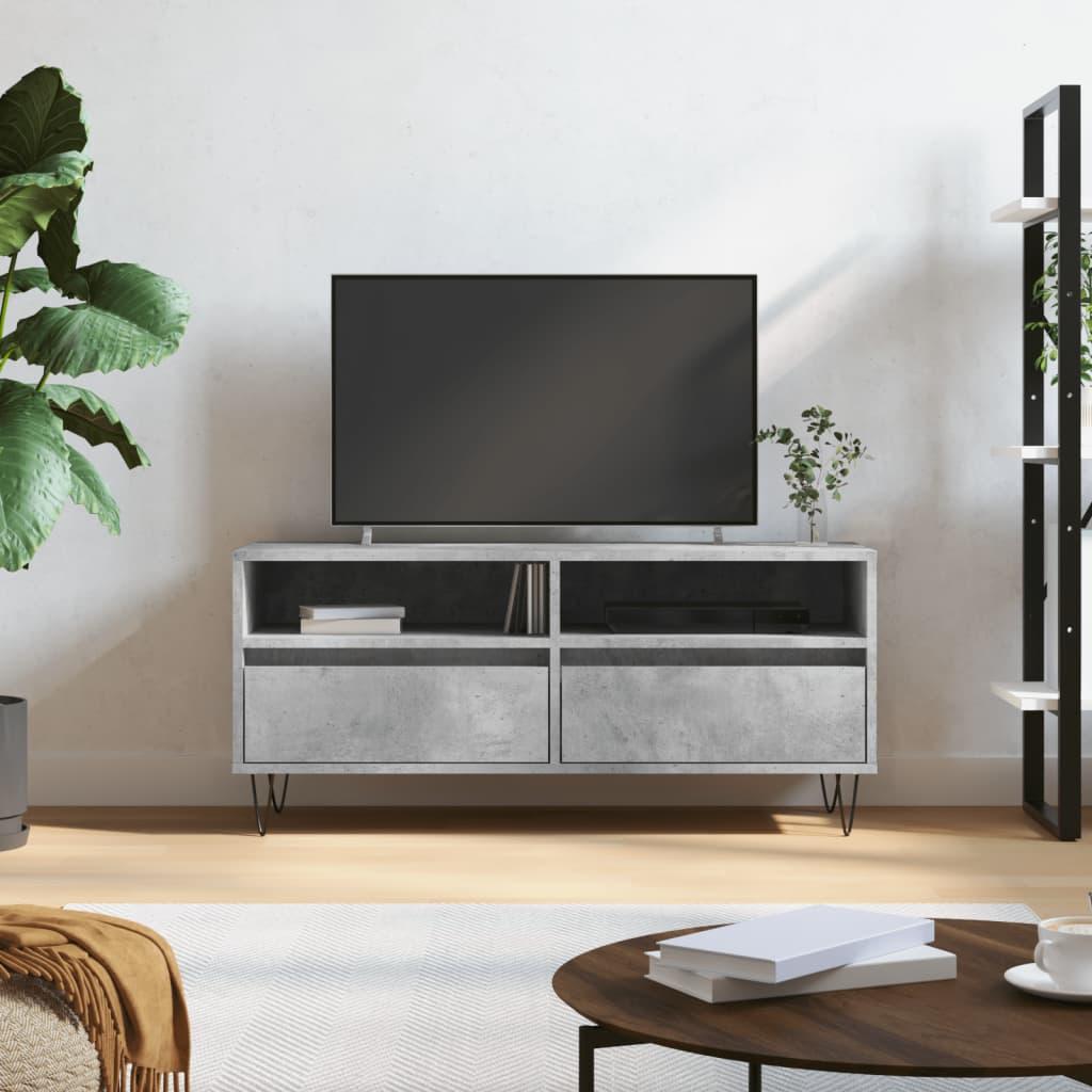 Tv-bord 100x34,5x44,5 cm konstrueret træ betongrå