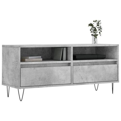 Tv-bord 100x34,5x44,5 cm konstrueret træ betongrå