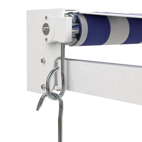 Foldemarkise manuel betjening 4,5x3 m stof aluminium blå hvid