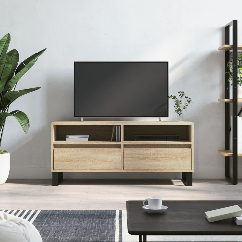 Tv-bord 100x34,5x44,5 cm konstrueret træ sonoma-eg billede
