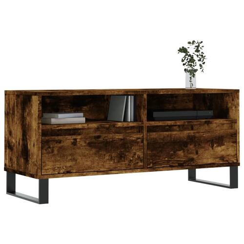 Tv-bord 100x34,5x44,5 cm konstrueret træ røget egetræsfarve