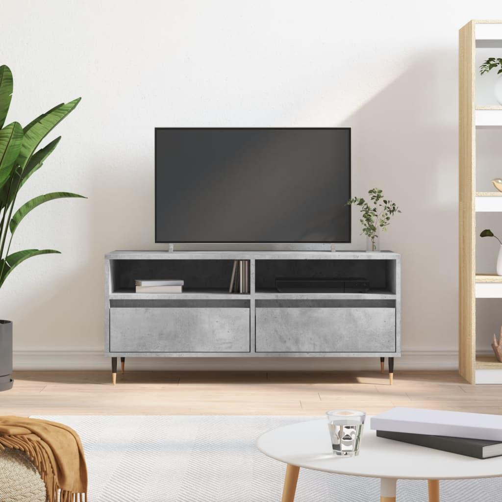 Tv-bord 100x34,5x44,5 cm konstrueret træ betongrå