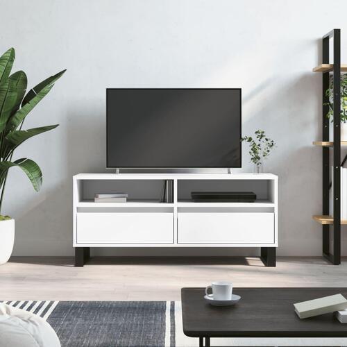 Tv-bord 100x34,5x44,5 cm konstrueret træ hvid