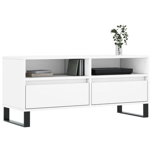Tv-bord 100x34,5x44,5 cm konstrueret træ hvid
