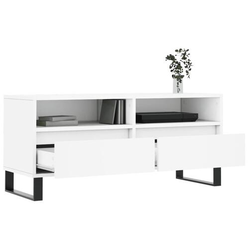 Tv-bord 100x34,5x44,5 cm konstrueret træ hvid