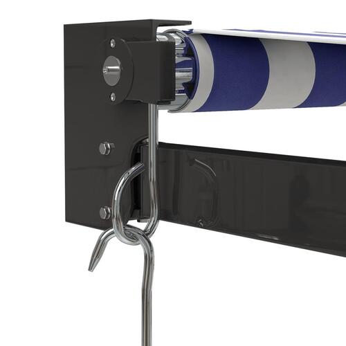 Foldemarkise manuel betjening 4x3 m stof aluminium blå hvid