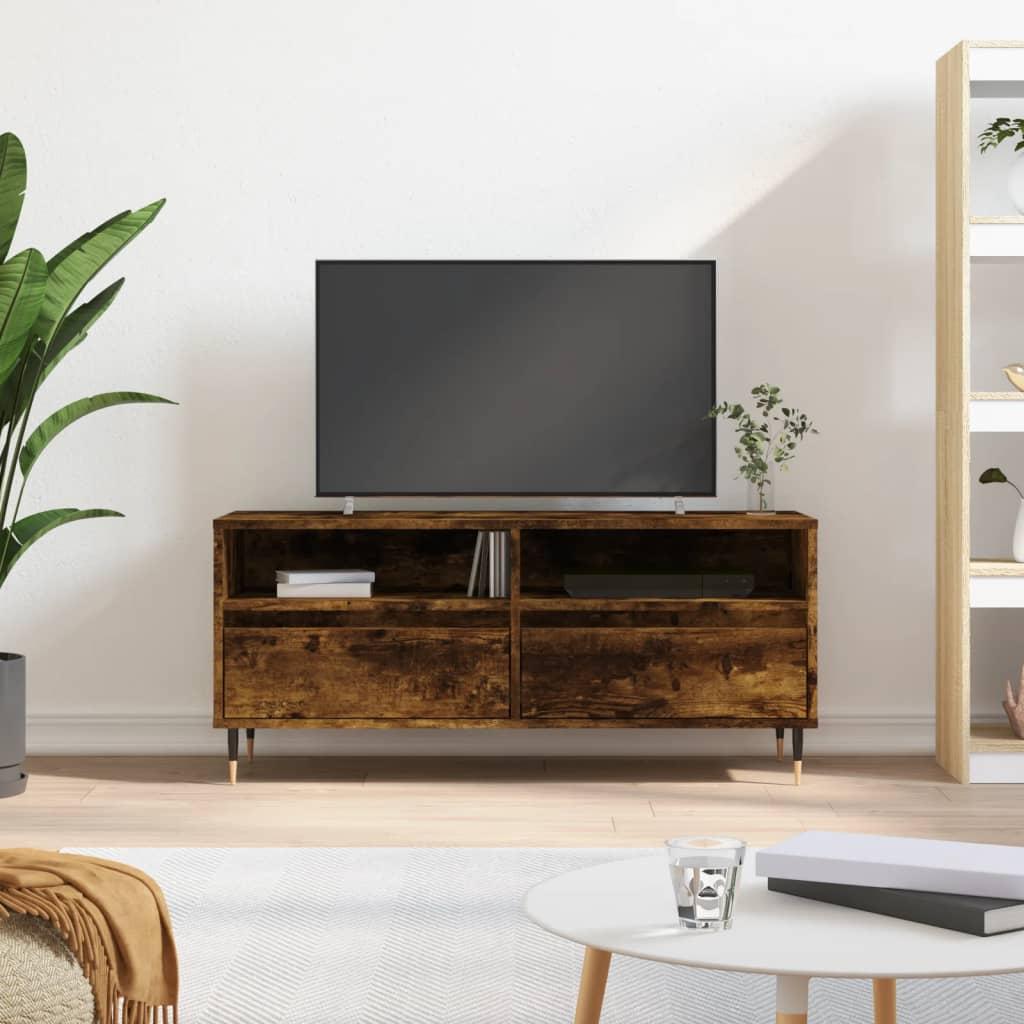 Tv-bord 100x34,5x44,5 cm konstrueret træ røget egetræsfarve billede